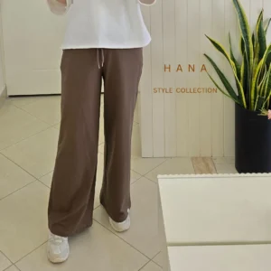 تنخور شلوار بگ گلکسی پنبه نسکافه ای زنانه مناسب استایل راحتی، لباس دخترانه شیک