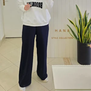 تنخور شلوار بگ گلکسی پنبه سورمه ای زنانه مناسب استایل روزمره و راحت، لباس دخترانه مینیمال