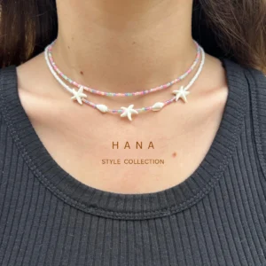 ست گردنبند دخترانه ستاره دریایی با ترکیب رنگ های ملایم، اکسسوری دخترانه مینیمال