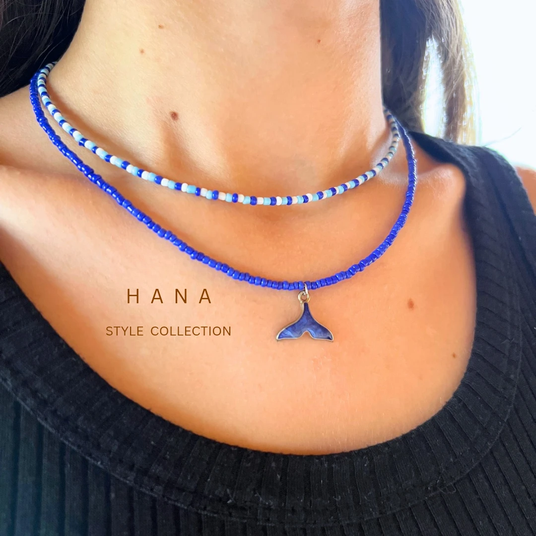 ست گردنبند اقیانوس و پلاک وال آبی، اکسسوری دخترانه شیک