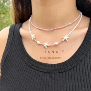 ست گردنبند زنانه ستاره دریایی با ترکیب رنگ های ملایم از نمایی دیگر، اکسسوری دخترانه شیک