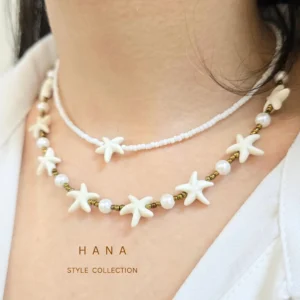 ست گردنبند تمام ستاره دریایی سفید، اکسسوری زنانه شیک