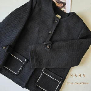 کت مشکی زنانه از جنس بافت ترک مناسب استایل شیک و رسمی، لباس دخترانه