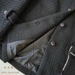 تنخور کت مشکی دخترانه از جنس بافت ترک مناسب استایل شیک و رسمی با جزییات آستر، لباس زنانه شیک