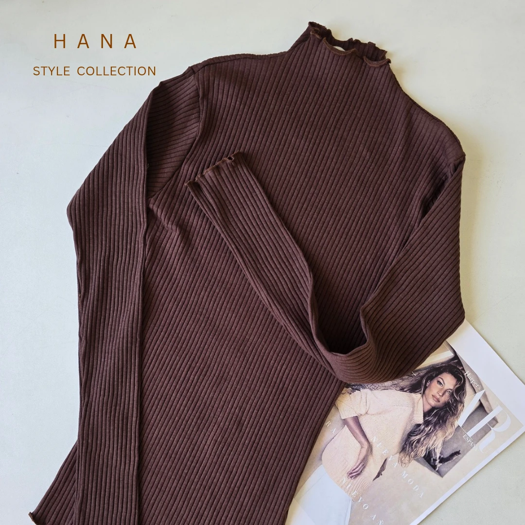 بلوز زنانه کبریتی یقه ایستاده ژوله قهوه ای، لباس زنانه