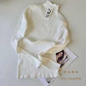 بلوز زنانه کبریتی یقه ایستاده ژوله سفید، لباس زنانه