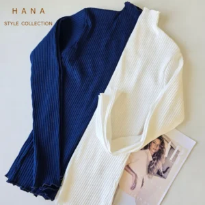 بلوز دخترانه کبریتی یقه ایستاده ژوله در دو رنگ سورمه ای و سفید، لباس دخترانه مینیمال