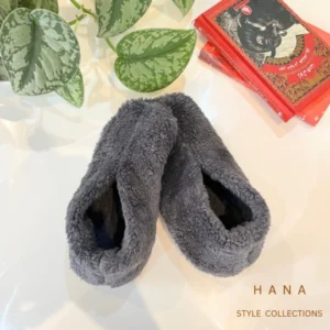 پاپوش پشمی نیم ساق طوسی ملانژ زنانه، اکسسوری دخترانه