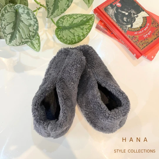 پاپوش پشمی نیم ساق طوسی ملانژ زنانه، اکسسوری دخترانه