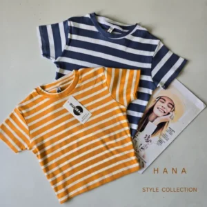 کراپ پینترستی راه راه دخترانه در دو رنگ سورمه ای و نارنجی - لباس دخترانه