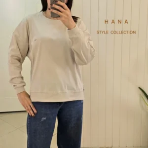 تنخور بلوز آستین بلند زنانه شیری با جنس فانریپ، لباس دخترانه مینیمال