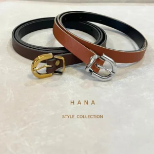 کمربند دخترانه بیسیک 1.5 سانت در دو رنگ عسلی و قهوه ای سوخته مناسب استایل مینیمال- اکسسوری شیک