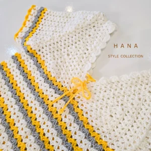 بلوز زنانه آستین کوتاه قلاب بافی با طرح راه راه با جزییات یقه - لباس دخترانه