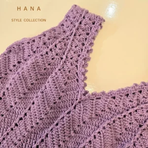 تاپ قلاب بافی دخترانه یقه هفت رنگ یاسی با جزییات یقه- لباس زنانه