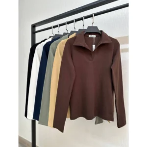 بلوز زنانه یقه شکاری کشبافت در رنگبندی متنوع مناسب استایل زمستانی- لباس دخترانه