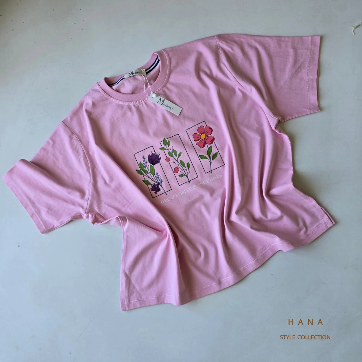 تیشرت کراپ دخترانه flower رنگ صورتی مناسب استایل مینیمال- لباس دخترانه